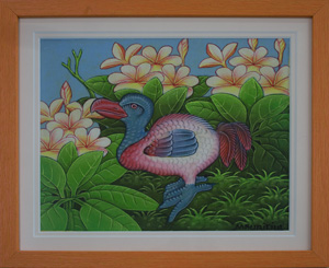 Dodo canvas in a bright orange frame